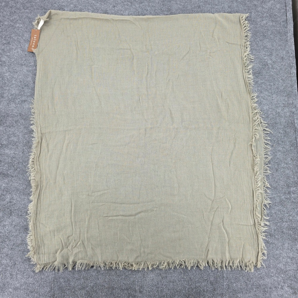 Taleen Eucalyptus Green Frayed Edge Lightweight Gauzy Scarf Wrap NEW